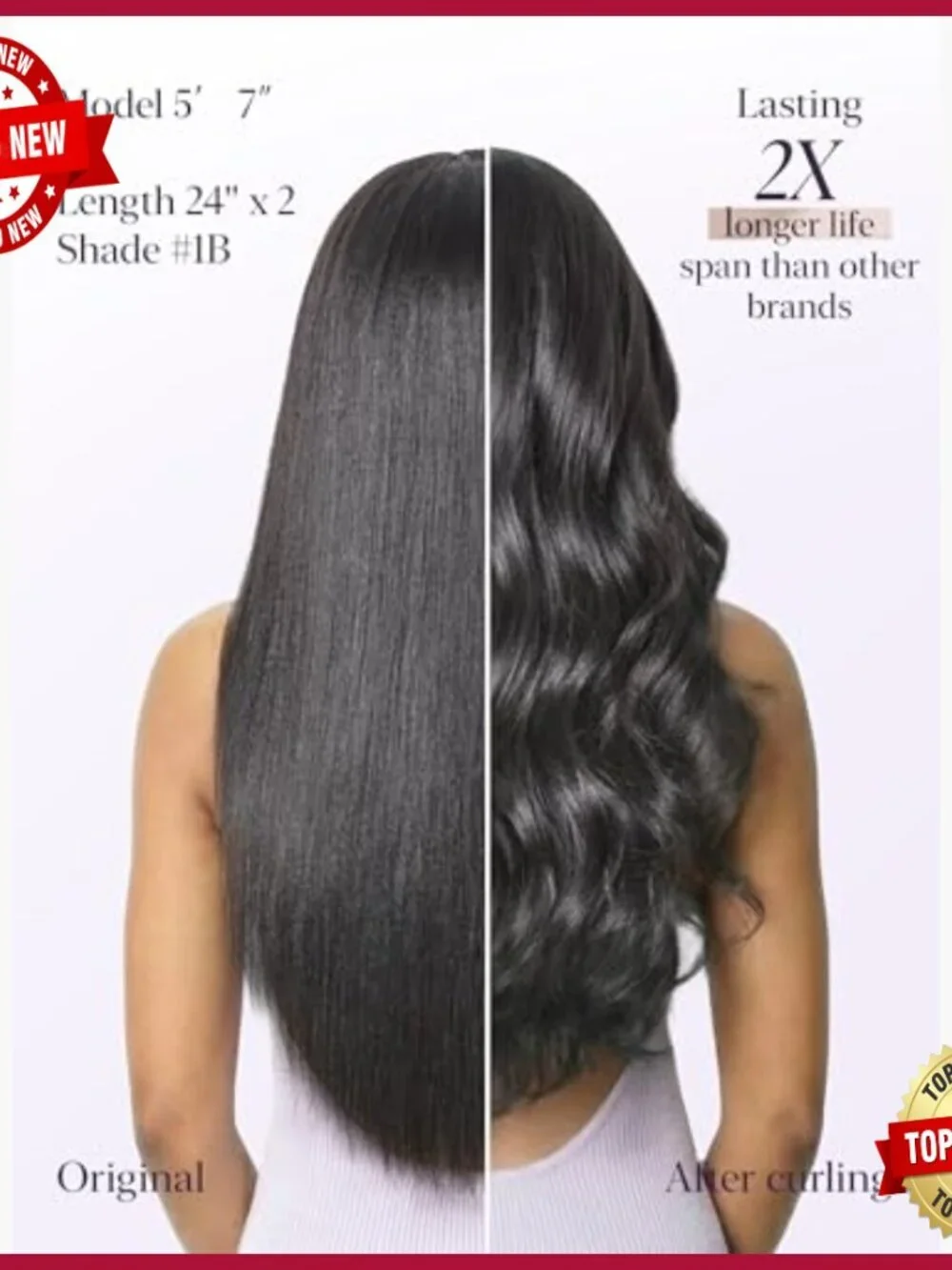 18 Inch Seamless Clip In Human Hair Extensions, 2 Pack Yaki Straight